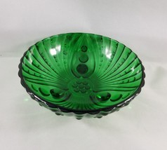 Vintage 1940&#39;s Emerald Green Glass Footed Dessert Snack Dish - £7.41 GBP