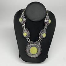 Turkmen Necklace Afghan Ethnic Tribal 5 Stone Yellow Jade Inlay ATS Necklace T02 - £29.36 GBP