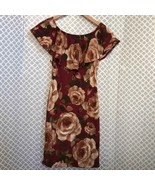 Lovely Cecy burgundy rose floral stretch dress - £14.64 GBP