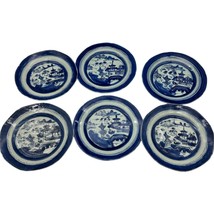 Antique 19th Century Chinese Export Canton Blue White 6 plates 8-9&quot; each *Read - £110.70 GBP