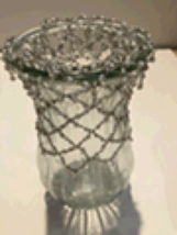 Glass Vase Approx 9” With Removable Beading Center Hole For Other Desired Items  - $49.99