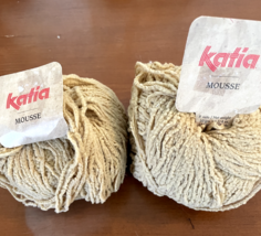 2 skeins Discontinued Katia MOUSSE Worsted weight Nylon yarn color 6 gold - $6.18