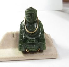 Carved Natural Jade Buddha with 14k Solid Gold Back Support and Bail - £219.82 GBP