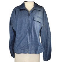 Blue Zip Up Jean Jacket size 16 - £19.72 GBP
