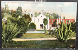 VTG c1910 The Plaza &amp; Old Mission Church Los Angeles CA Postcard California - £7.55 GBP