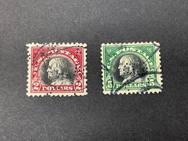 (2) 1918 U.S. Postage Perfin Stamps #547 &amp; #524 Used Fine Sound - £32.70 GBP