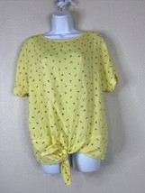 Buffalo by David Bitton Womens Size M Yellow Floral Tie Top Short Sleeve - £7.76 GBP