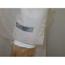 Men Seersucker Suit By Adolfo Stripe Casual Dressy Summer Suit 2 Button C624 Tan image 7