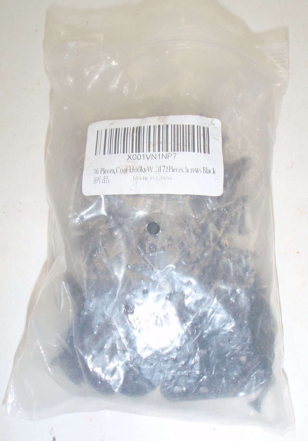 Lot Of 36 Pieces Of Coat Hooks w Screws - Never Opened Bag - $2.99