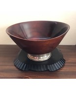 Genuine Mahogany Hand Turned Large Wood BOWL with STERLING SILVER BASE - $123.09 CAD