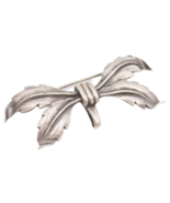 925 Sterling Silver Vintage Brooch Pin Designer Solid Carved Leaf Bow  B... - $53.03 CAD