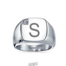 Signet Ring with CZ Accent Item Letter M Size 8 - £37.30 GBP
