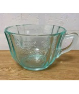 Vintage Indiana Federal Glass Cup Tea Madrid Recollection Teal Aqua Clea... - $17.82 CAD