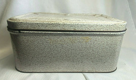 Vtg Metal Tin Bread Box Counter Top Hinged Lid Storage Container Copper ? Bottom - £39.78 GBP