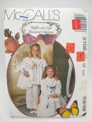 McCALLS 5156 ROBE NIGHTGOWN PAJAMAS & Doll CLOTHES GIRLS Sz 4/5/6 COMPLETE/CUT - $9.89