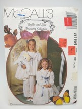 McCALLS 5156 ROBE NIGHTGOWN PAJAMAS &amp; Doll CLOTHES GIRLS Sz 4/5/6 COMPLE... - $9.89