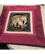 Vintage Elephant Pillowcase, Textile Fabric W/Sequins, Pink Gold Tones W... - $33.65