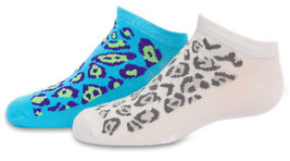 Girl&#39;s youth kids Crocs Animal Print Socks 2 pack pearl blue S 6-10 smal... - £8.15 GBP