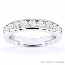 Round Cut Moissanite Channel-Set Anniversary Ring Wedding Band in 14k White Gold - £419.85 GBP+