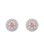 1.02ct Natural ARGYLE Rounds Fancy Pink Diamonds Earrings 18K White Gold... - £17,173.45 GBP