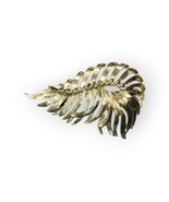 Vintage BSK Brooch Pin Feather Leaf Swirl Satin Gold-tone Costume Jewelr... - £15.64 GBP