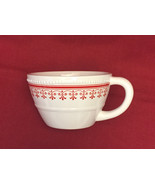 Large coffee mug cup white with red garland pattern 5&quot; wide ceramic pretty - £2.34 GBP