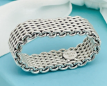 Size 9 Tiffany &amp; Co Somerset Mesh Weave Flexible Mens Unisex Ring 925 Si... - $369.00