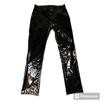 Black Pants Patent Faux Leather Latex Plastic Costume Pleather No Size No Brand - £22.13 GBP