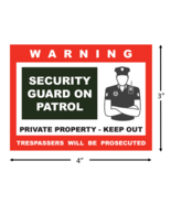 Security Guard On Patrol Warning Stickers / 6 Pack + FREE Shipping - $8.16 CAD