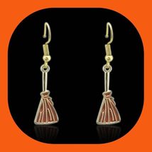 New Adorable Enamel Witches Broom Earrings Halloween  Festive - $5.00