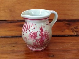 Vintage German Bavarian Red Floral Handpainted Ceramic Small Pitcher Cre... - £29.22 GBP