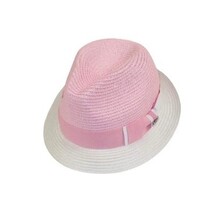 Men's Bently Semi Crushable Fedora Briad Straw Hat Enzo EN202 Pink White image 3