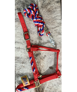 Red White and Blue Nylon Halter with Lead Nylon Horse Size NEW - £15.17 GBP