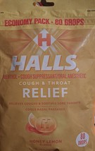 Halls Honey Lemon Flavor Menthol Cough &amp; Throat Relief Oral Anesthetic 5 bags - £35.39 GBP