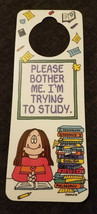 Nos Vtg 90s Novelty Door Hanger Cathy Toon Please Bother Me I&#39;m Trying To Study - £3.66 GBP