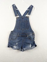 Dollhouse Womens Cutoff Bib Overalls Distressed Size 1 Cotton Blend  Blue - $11.41