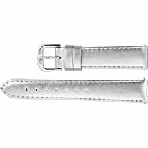 Ladies 12mm Regular Silver Leather EZ-Change™ Metallic Padded Watch Strap Band - £23.25 GBP