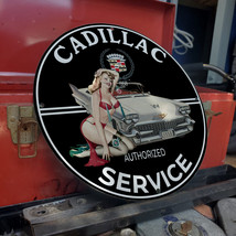 Vintage 1958 Cadillac Car Authorized Service Porcelain Gas & Oil Pump Sign - £98.36 GBP