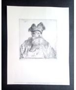 Rembrandt 1640 Etching Old Man with Divided Fur Cap NY Met Museum Qualit... - £10.12 GBP