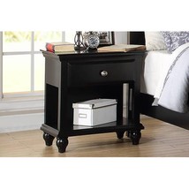 Modern Bedroom Nightstand Black Color Wooden 1 Drawers And Shelf - £193.05 GBP