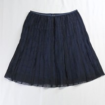 NIC + ZOE 10 Navy Blue Pleated A-Line Side Zip Stretch Knee Length Skirt - £19.57 GBP