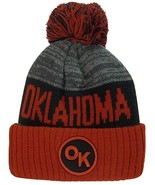 Oklahoma OK Patch Ribbed Cuff Knit Winter Hat Pom Beanie (Burgundy/Black... - £11.95 GBP