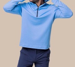 Southern Tide scuttle hoodie performance quarter zip HEATHER BOAT BLUE - $65.00