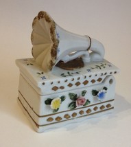 Phonograph Toothpick Holder Vintage Trinket Jewelry Box Unique Ceramic F... - £22.45 GBP