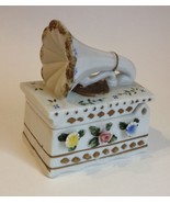 Phonograph Toothpick Holder Vintage Trinket Jewelry Box Unique Ceramic F... - £22.37 GBP