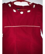 Vtg JENNY ANNIE DOTS  GIRLS 5 Red Velvet DRESS Long Sleeved USA - $27.14 CAD