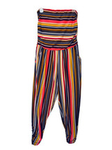 Absolutely Love It!! Womens 1X Multi Color Striped Side Pockets Bandeau Jumpsuit - £17.26 GBP