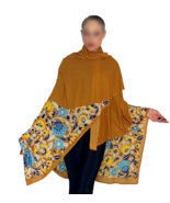Blue and Yellow Sarong Wrap Vintage Sarong Wrap Shawl Beach Wrap - €132,73 EUR