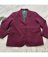 Sundance Womens Herringbone Blazer Jacket Size L Petite Dark Pink Wool B... - $58.20 CAD
