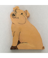 Vintage hand crafted folk art painted  wood pig shelve sitter country decor - $27.07 CAD